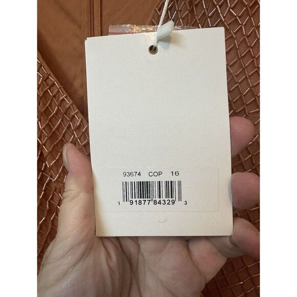 Mac Duggal 93674 Copper Cocktail Beaded Dress Sz 16 MIDI Puff Sleeves NWTs $598 - Picture 5 of 9